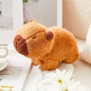 Light brown capybara slap bracelet plush stuffed animal jewelry toy doll